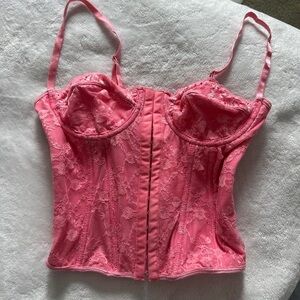 Pink lace corset top with adjustable straps #corsettop

shein size s